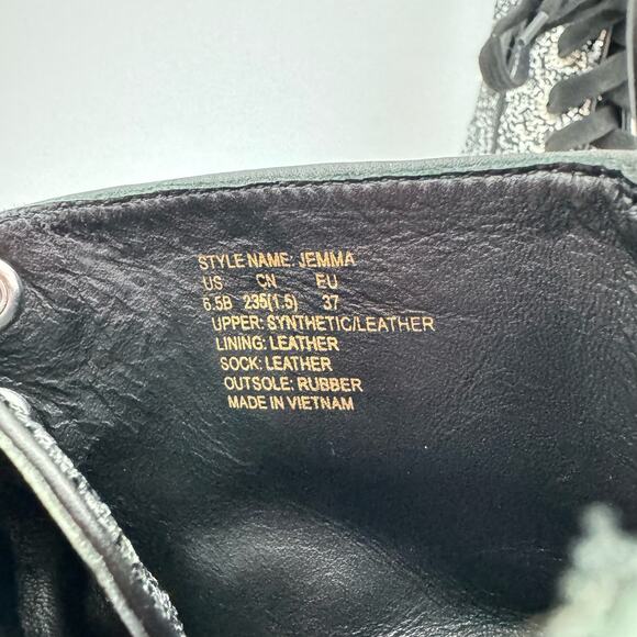 Kate Spade Jemma Silver Glitter Leather Combat Boots Women's 6.5 NEW - Picture 11 of 13